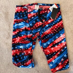 TYR red, white, blue swim jammer